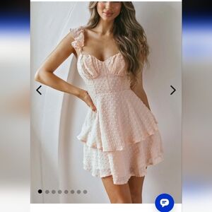 NWT Selfie Leslie Mika & Gala Swiss Dot Ruffle Peach Mini Dress Small